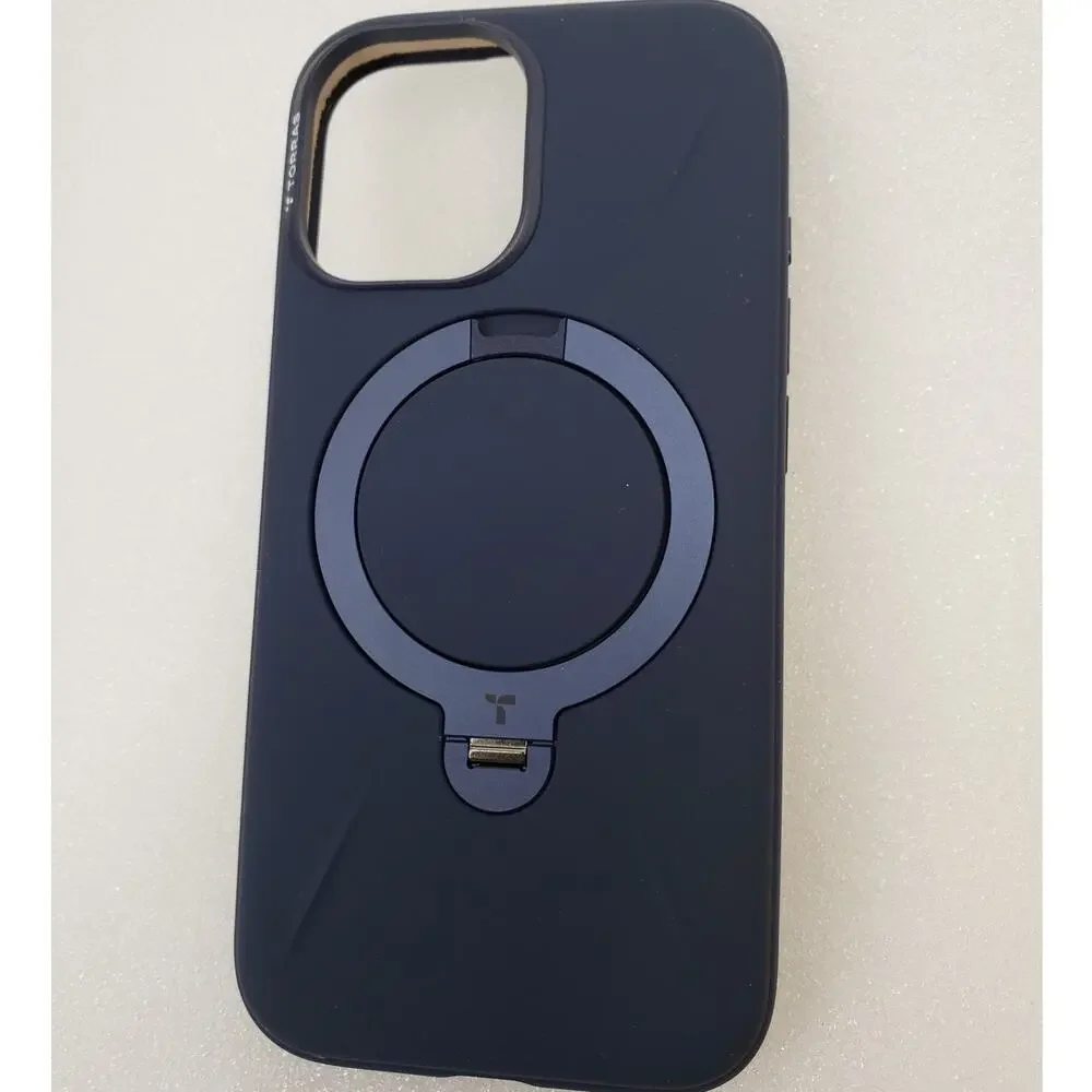 TORRAS Ostand O3 Silicone Case for iPhone 17 - Blue Magnetic Ring Stand Cover